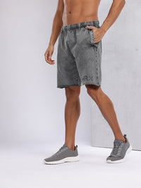 HRX by Hrithik Roshan Men Brand Logo Print Pure Cotton Washed Effect Training Shorts