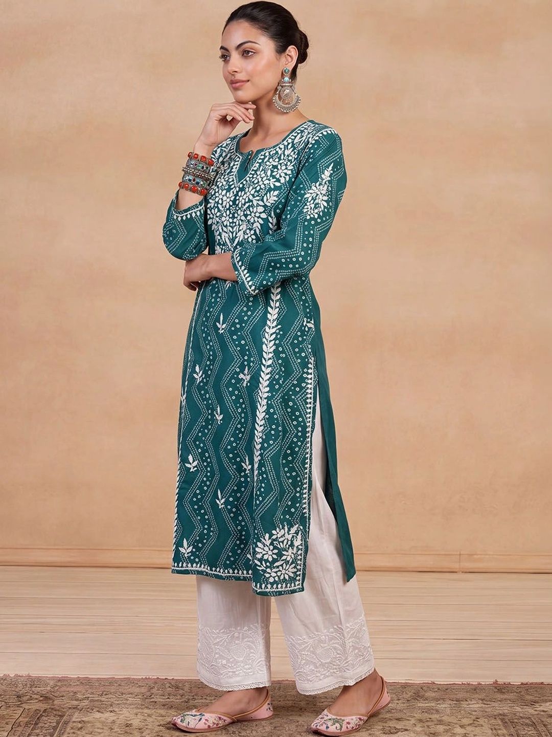 House of Chikankari Women Embroidered Thread Work Kurta