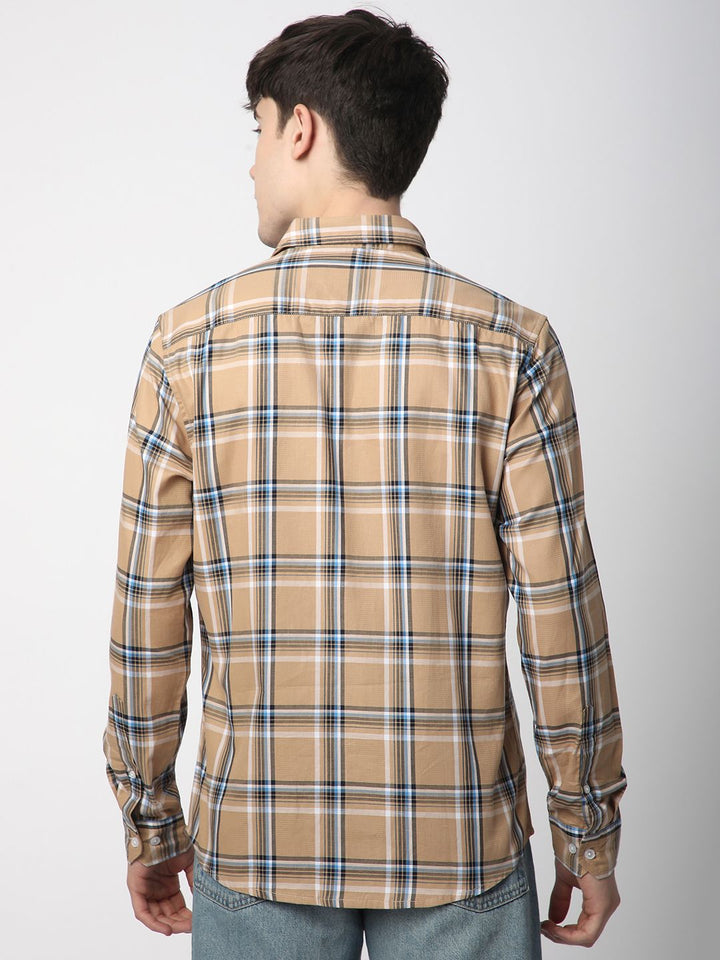 VASTRADO Men Classic Slim Fit Opaque Checked Casual Shirt