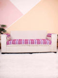 STITCHNEST Purple & Pink Self Design Jacquard 3-Seater Sofa Cover