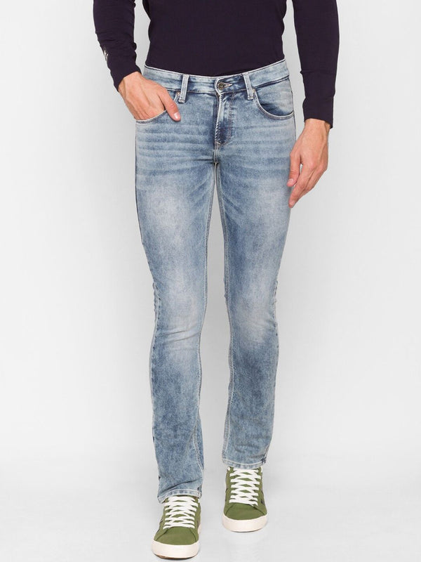 SPYKAR Men Blue Slim Fit Low-Rise Mildly Distressed Heavy Fade Jeans