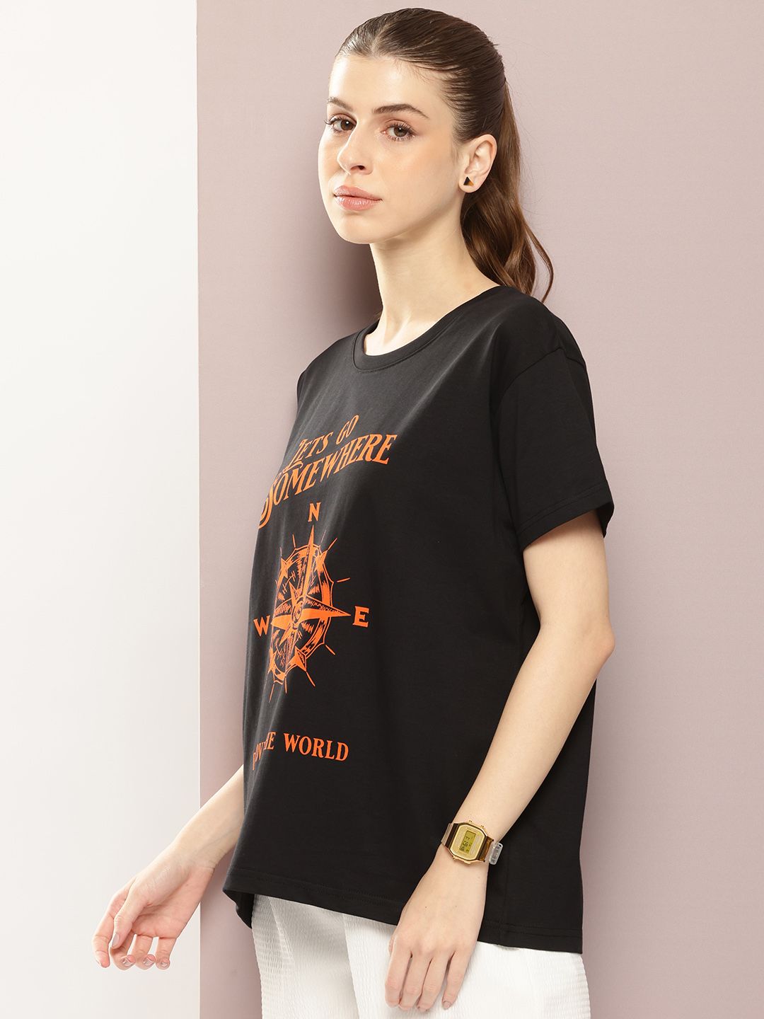DILLINGER Printed Drop-Shoulder Sleeves Pure Cotton Boxy T-shirt