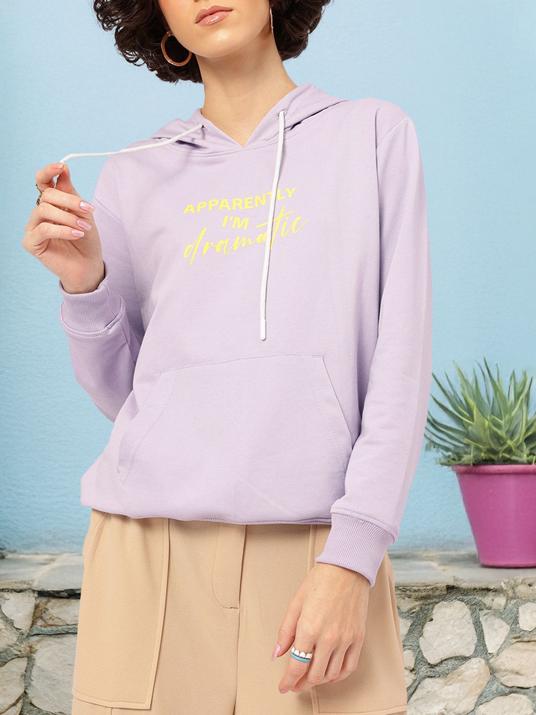 DressBerry Print Hooded Drop-Shoulder Sweatshirt