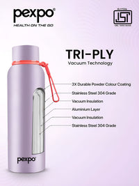 Pexpo Bravo Purple ISI Certified Thermosteel Hot and Cold Orchid Flask Water Bottle 1000ml
