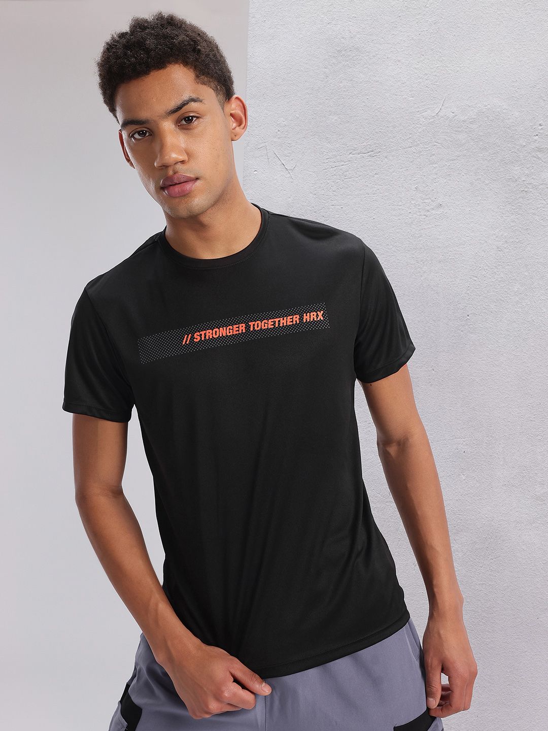 HRX by Hrithik Roshan Twin Collection Typography Printed Rapid-Dry Training T-shirt