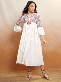 Vishudh Floral Embroidered A-Line Midi Dress