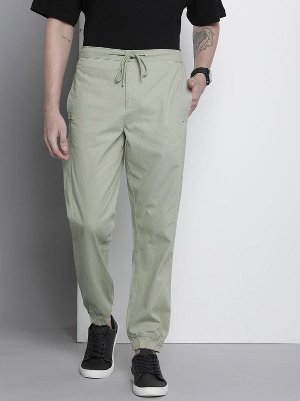 The Indian Garage Co Men Solid Cotton Joggers Trousers