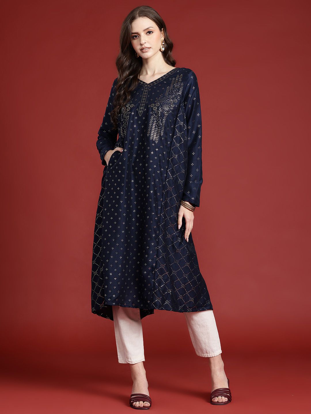 Anouk Tyohaar Collection Embellished A-Line Kurta