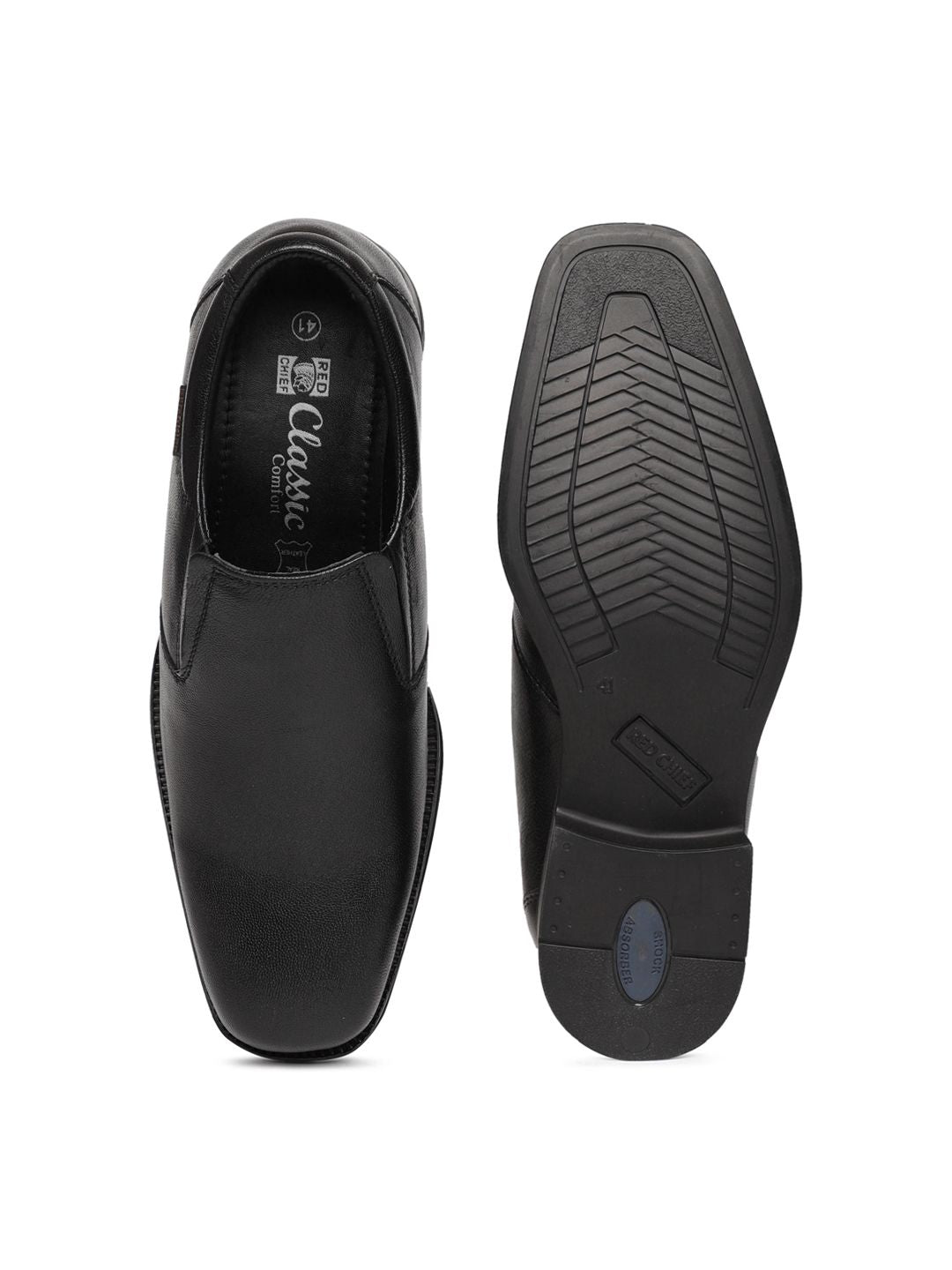 Red Chief Men Black Leather Semiformal Slip-Ons