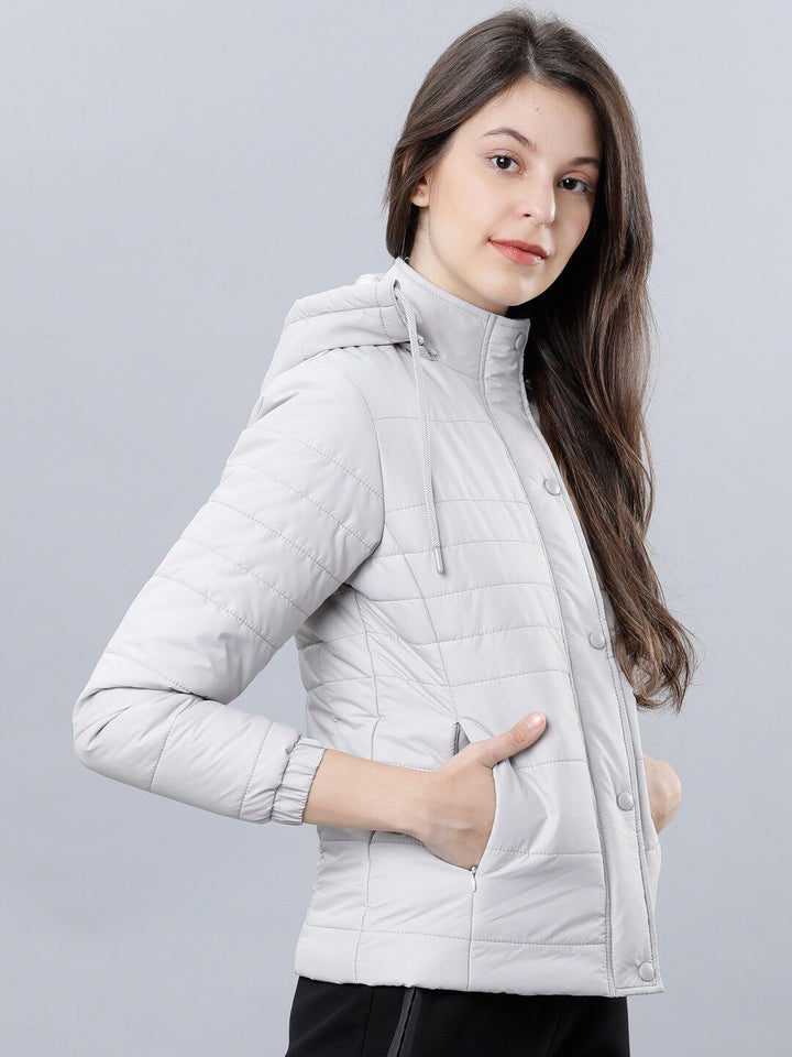 Tokyo Talkies Women Grey Solid Padded Jacket