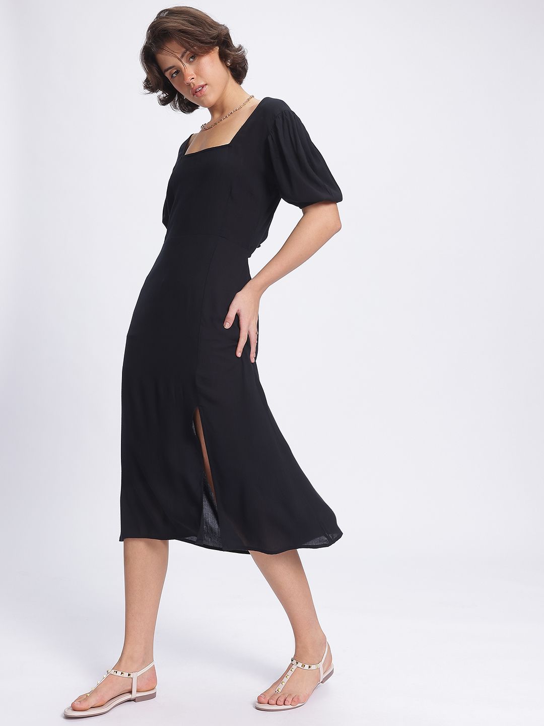 DressBerry Moonlight Muses Styles Back Side Sit A-Line Midi Dress