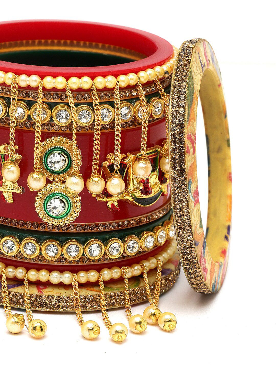 Set PANASH 22 Gelang Bertampal Batu & Manik Bersalut Emas
