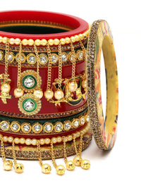 Set PANASH 22 Gelang Bertampal Batu & Manik Bersalut Emas