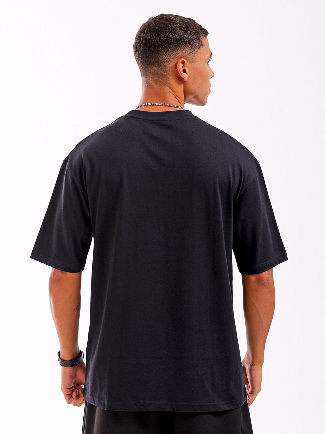 The Indian Garage Co Men Pure Cotton Graphic Printed Boxy Oversized Round Neck T-shirt