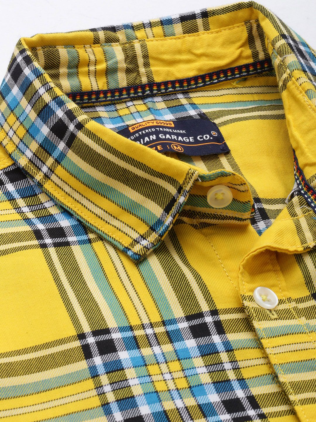 The Indian Garage Co Men Yellow Tartan Checked Casual Shirt