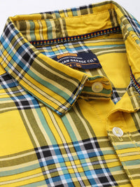 The Indian Garage Co Men Yellow Tartan Checked Casual Shirt