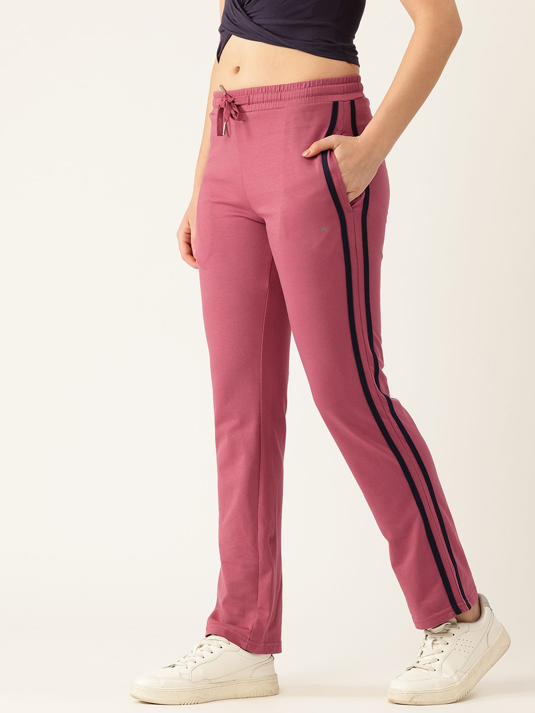 Monte Carlo Women Mid-Rise Regular Fit Track Pants with Side Stripes