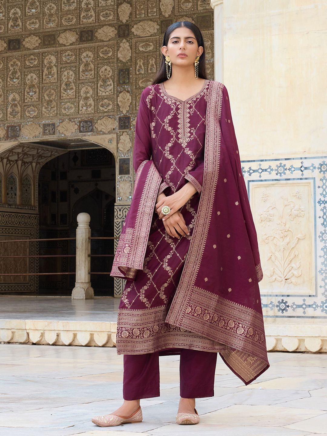 KALINI Women Regular Kurta with Trousers & With Dupatta