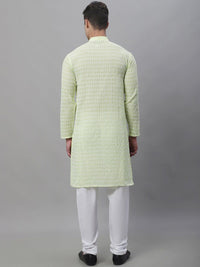 SOJANYA Ethnic Motifs Embroidered Pure Cotton Kurta With Churidar