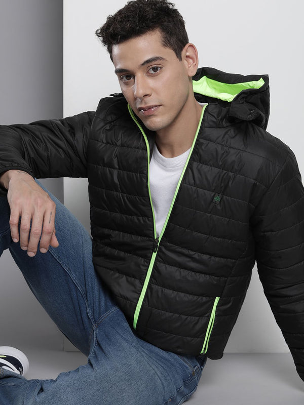 The Indian Garage Co Men Zip-Front Puffer Jacket with Detachable Hood