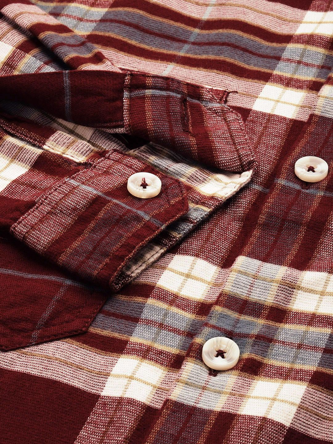 The Indian Garage Co Men Regular Fit Checkered Double Flap Casual Shirt