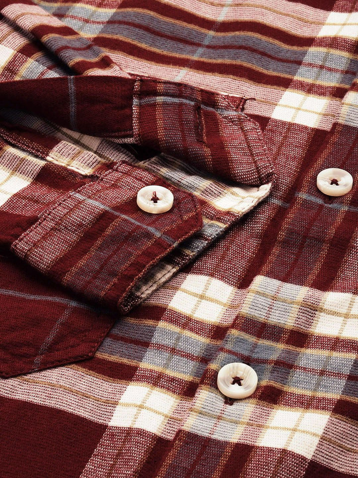 The Indian Garage Co Men Regular Fit Checkered Double Flap Casual Shirt
