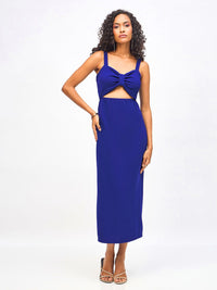 SASSAFRAS Shoulder Strap Waist Cut Out Bodycon Midi Dress