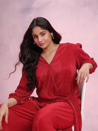 DressBerry Plus Size Solid Accordion Pleats Co-Ords