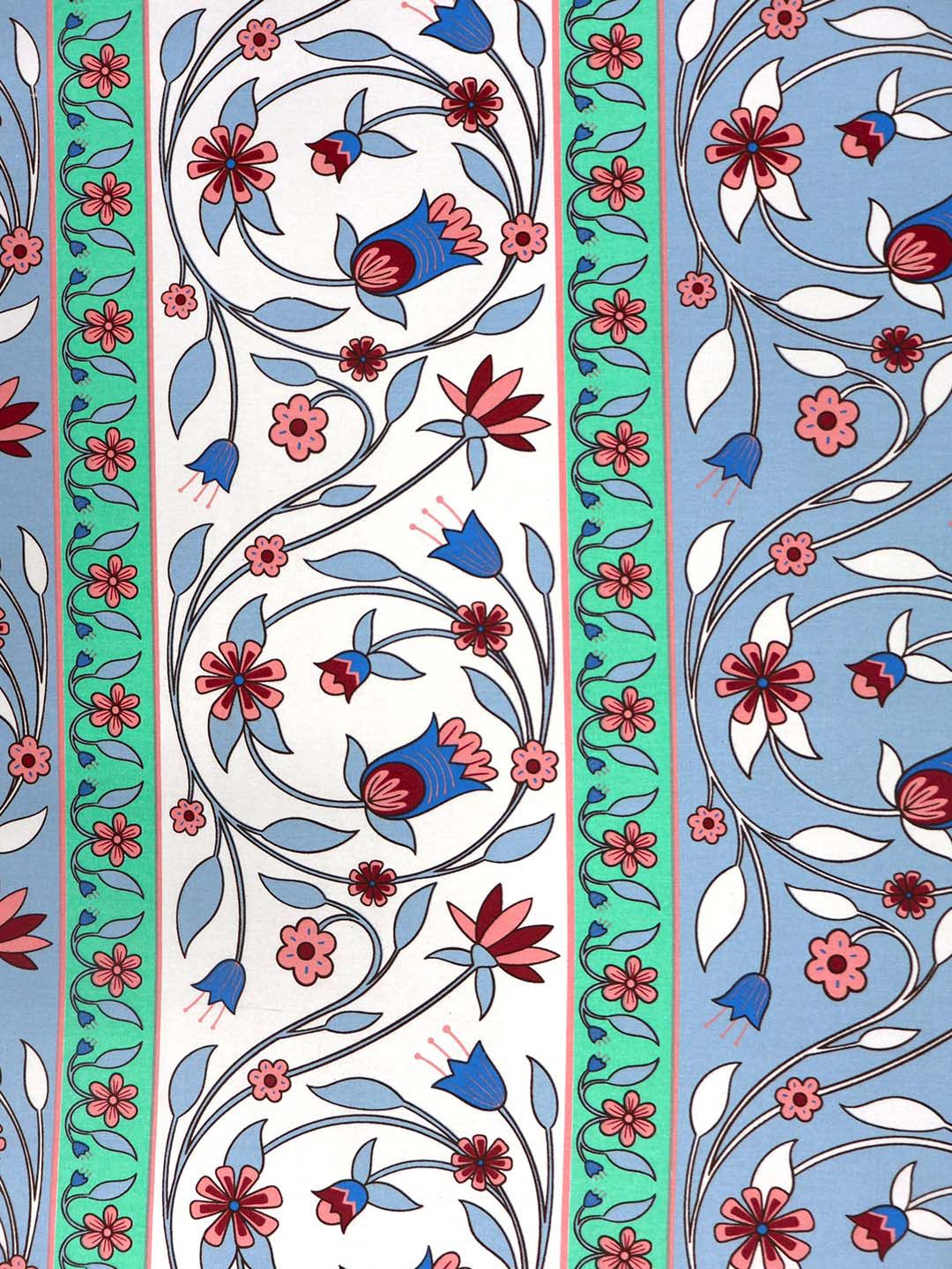 BOMBAY DYEING Cardinal Blue Floral Printed Cotton 120 TC Queen Bedsheet Set 2.54 x 2.24m