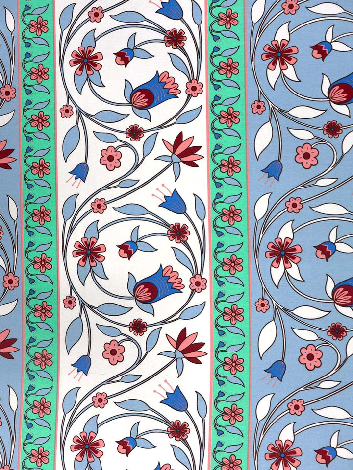BOMBAY DYEING Cardinal Blue Floral Printed Cotton 120 TC Queen Bedsheet Set 2.54 x 2.24m