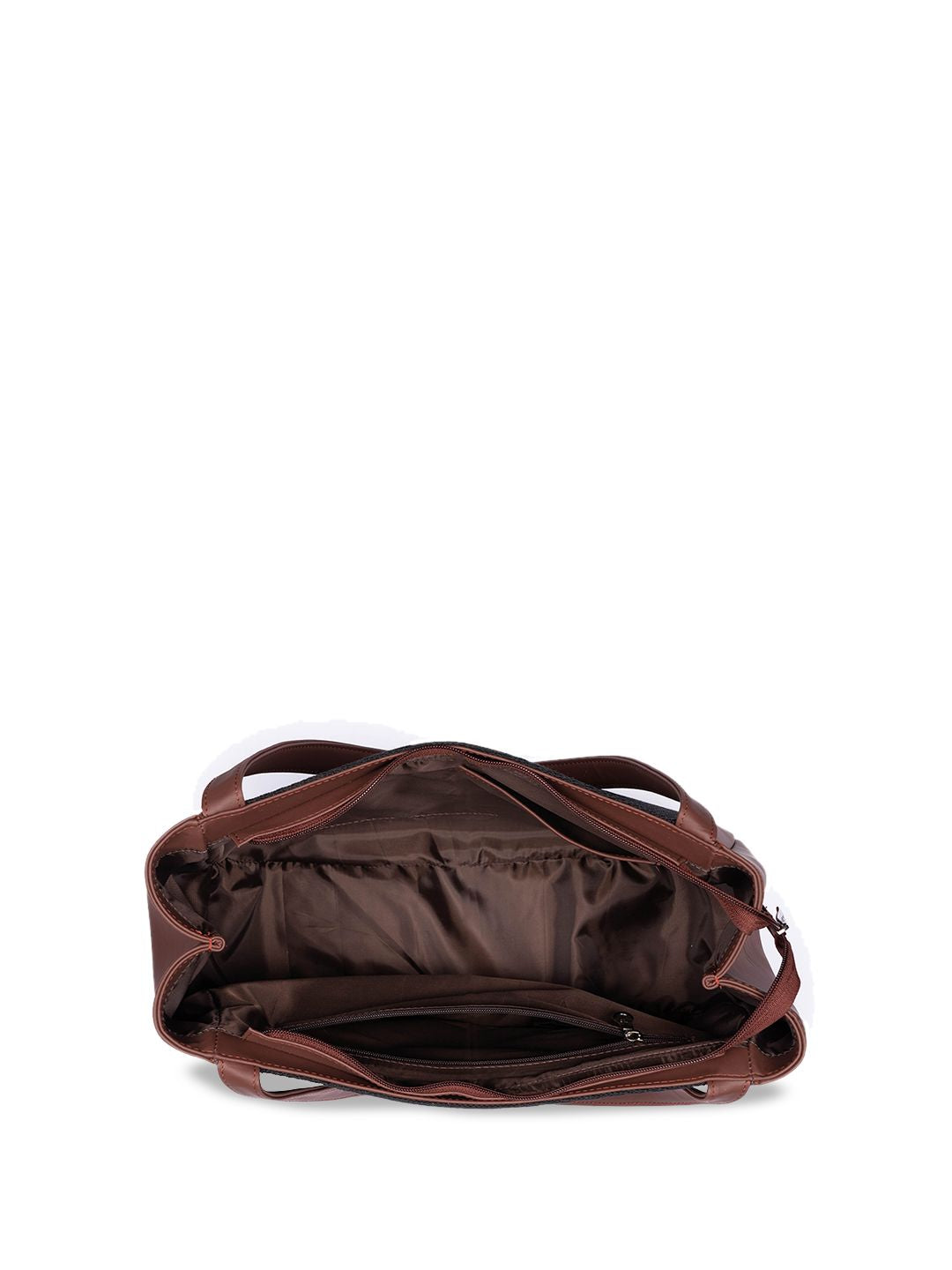 ZOUK Geometric Printed Oversized Jute Structured Shoulder Bag