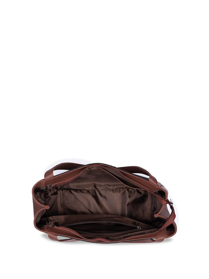 ZOUK Geometric Printed Oversized Jute Structured Shoulder Bag