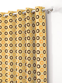 Story@home 2 Pieces Beige & Brown Geometric Window Curtains