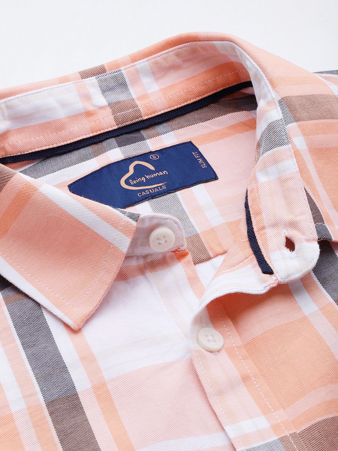 Being Human Pure Cotton Slim Fit Checked Casual Shirt