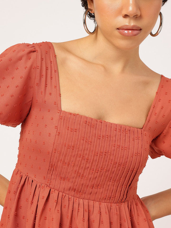 DressBerry Fall Fever Dobby Square Neck A-Line Dress