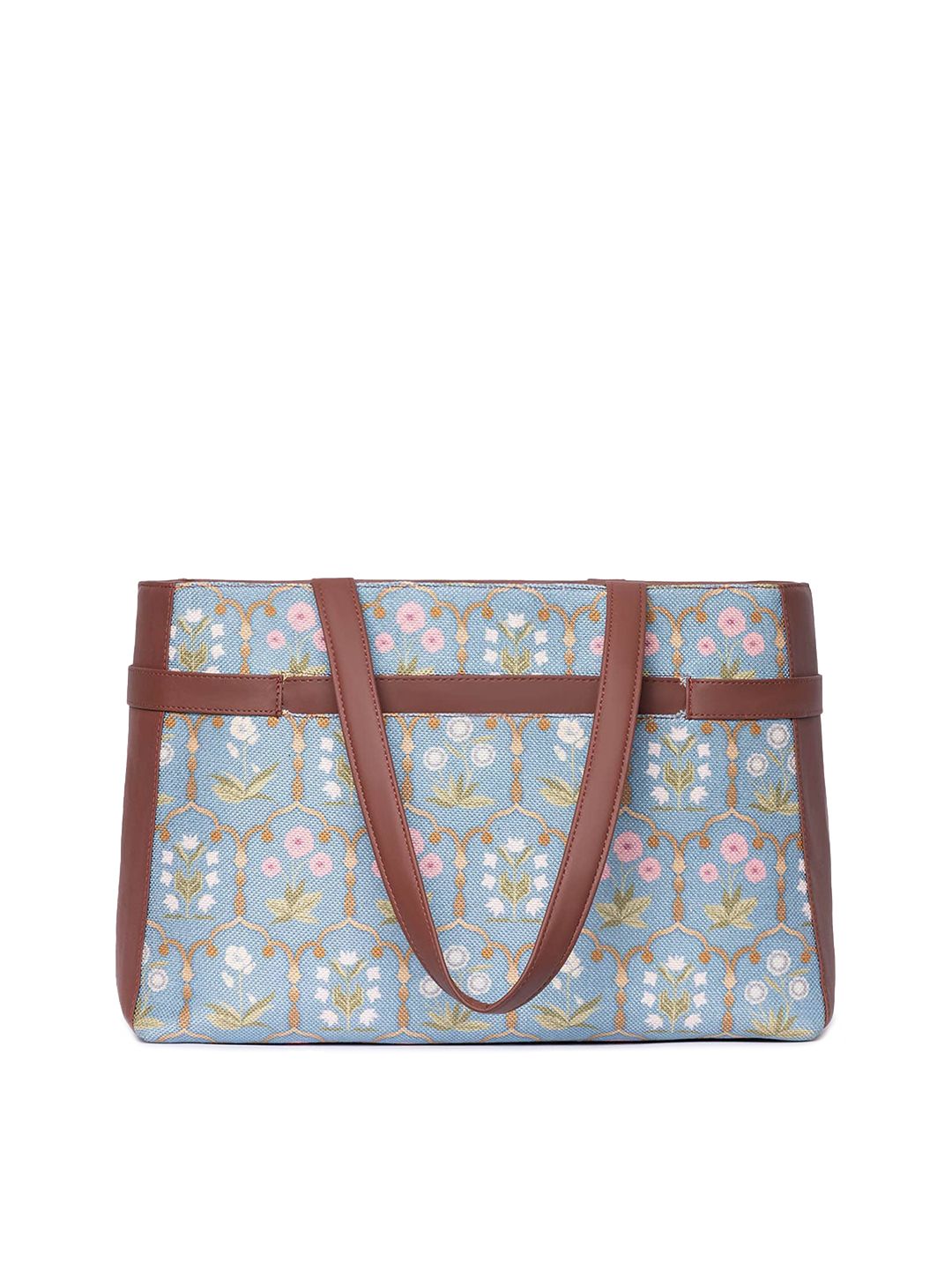 ZOUK Printed Structured Jute Laptop Shoulder Bag