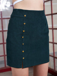 Berrylush Ribbed Pure Cotton High Rise Straight-Fit Mini Skirt
