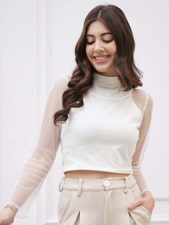 Athena High Neck Scuba Net Top Top