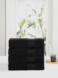 MYTRIDENT Unisex Set of 4 Black 500GSM Cotton Bath Towel