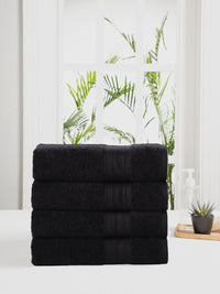 MYTRIDENT Unisex Set of 4 Black 500GSM Cotton Bath Towel
