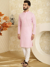 SOJANYA Ethnic Motifs Embroidered Regular Thread Work Pure Cotton Kurta with Churidar