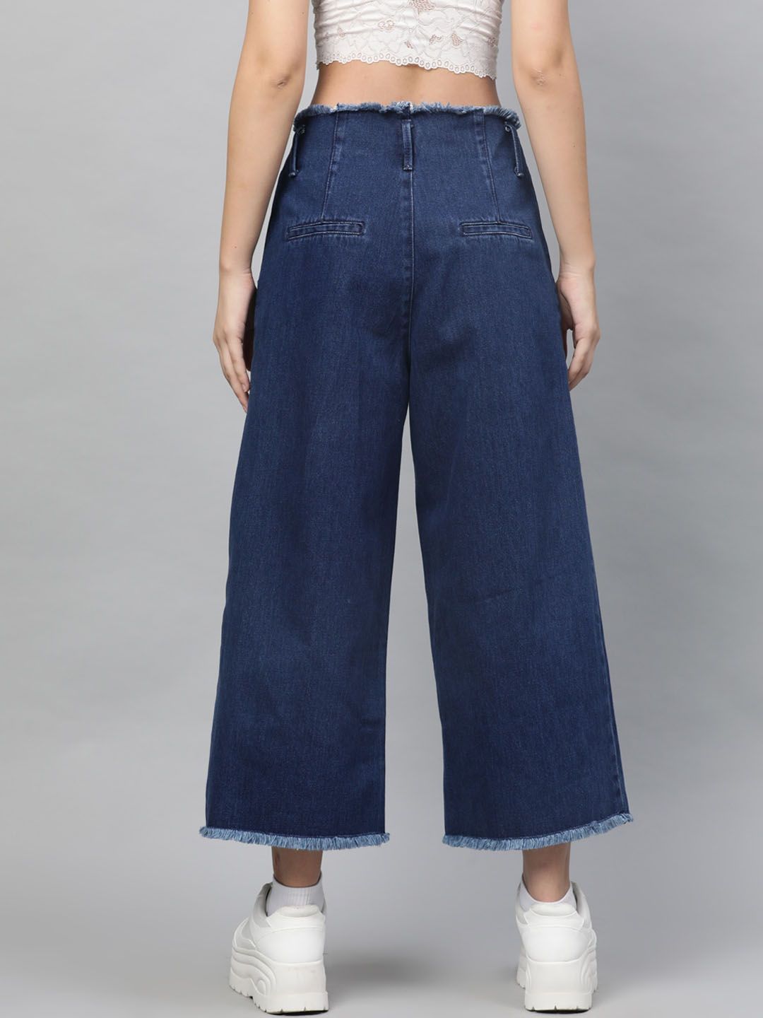 STREET 9 Women Blue Flared Denim Parallel Trousers