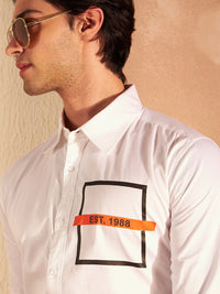 DENNISON Smart Slim Fit Geometric Printed Cotton Casual Shirt