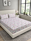 Moda Rapido X KLOTTHE Berwarna Krim & Bunga Merah Jambu Cadar King 300 TC dengan 2 Sarung Bantal