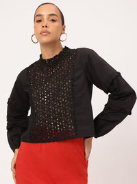 DressBerry Schiffli Show Frilled Cotton Top