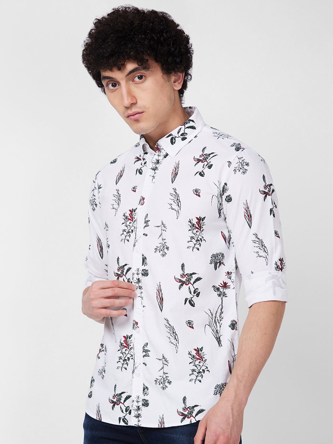 SPYKAR Floral Printed Cotton Casual Shirt
