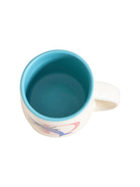 Chumbak Off White & Blue Printed Ceramic Glossy Mug 300 ml