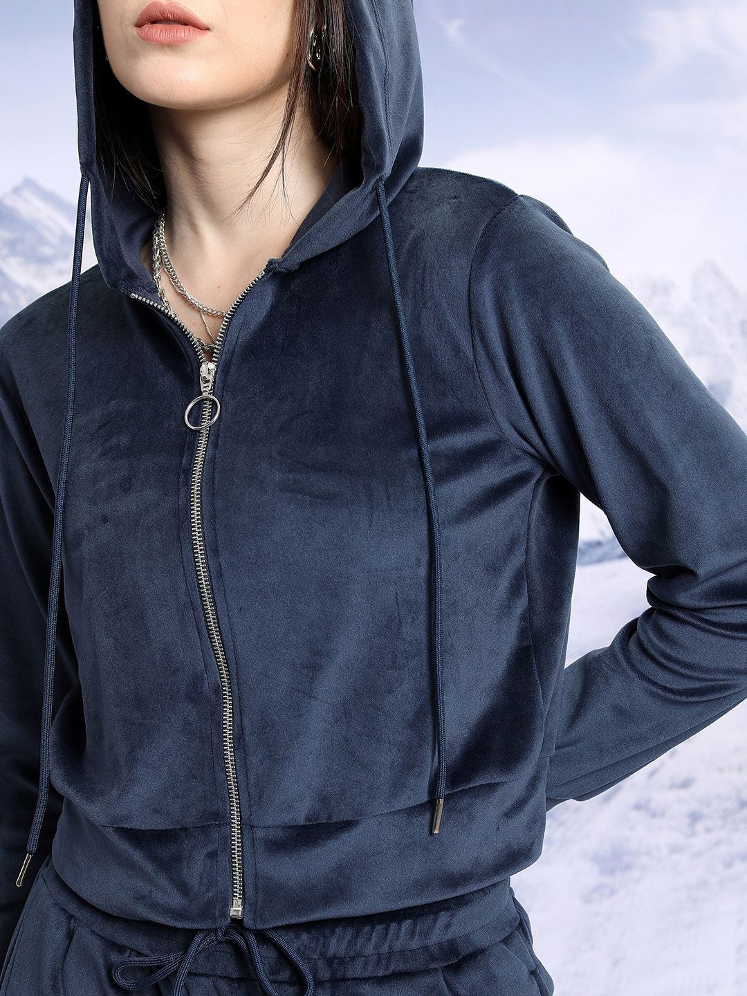 Tokyo Talkies Hooded Tube Top with Sweatshirt And Cargo Wide Leg Pant Co-Ords