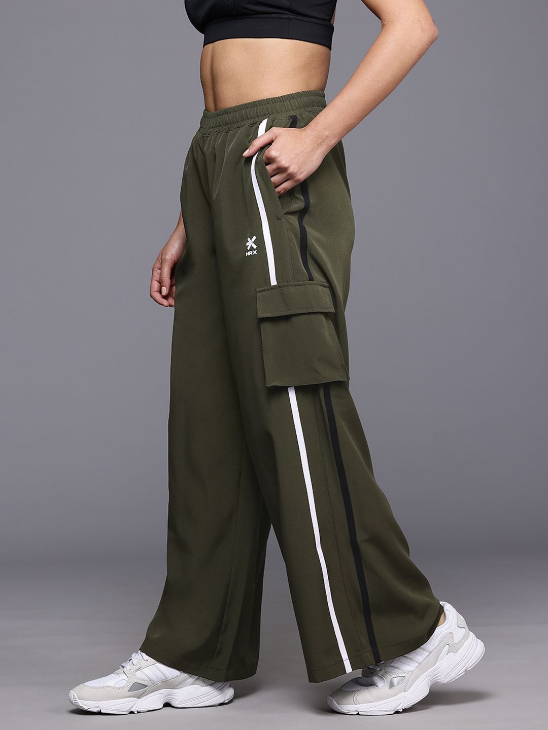 HRX by Hrithik Roshan Women Striped Cargo Style Lifestyle Track pants