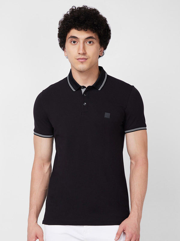 T-Shirt Kapas Kolar Kolar Spykar Polo Slim Fit